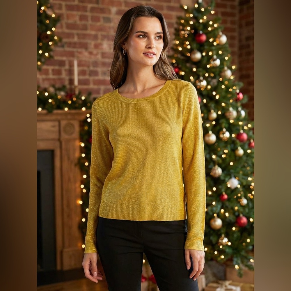 NWT Bartolini Gold Knit Top Viscose Lightweight